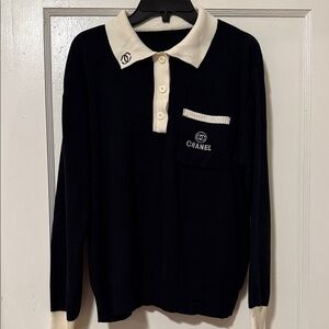 Chanel Black and Cream Women's Sweater